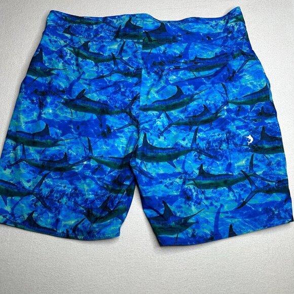 Reel Legends Fish Blue Swim Boardshorts Retro Causal Beach Size 44 - Picture 11 of 12